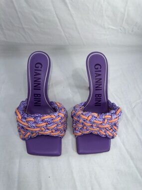 Gianni Bini Braided Peep Toe High Heel Slip On Women's Shoes 6.5M